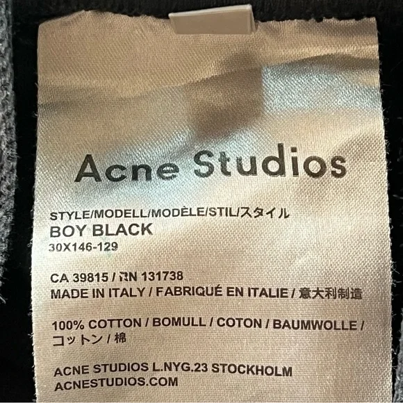 Acne Studio Boy Black Stretch Denim Jeans Women’s Size 30 - Picture 5 of 6